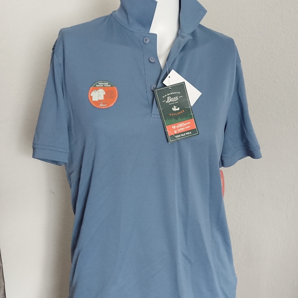 New Bass explorer fishing polo M blue turbo-dry